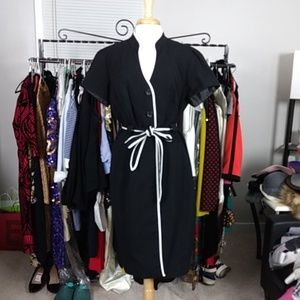 Black and White Belted Dress